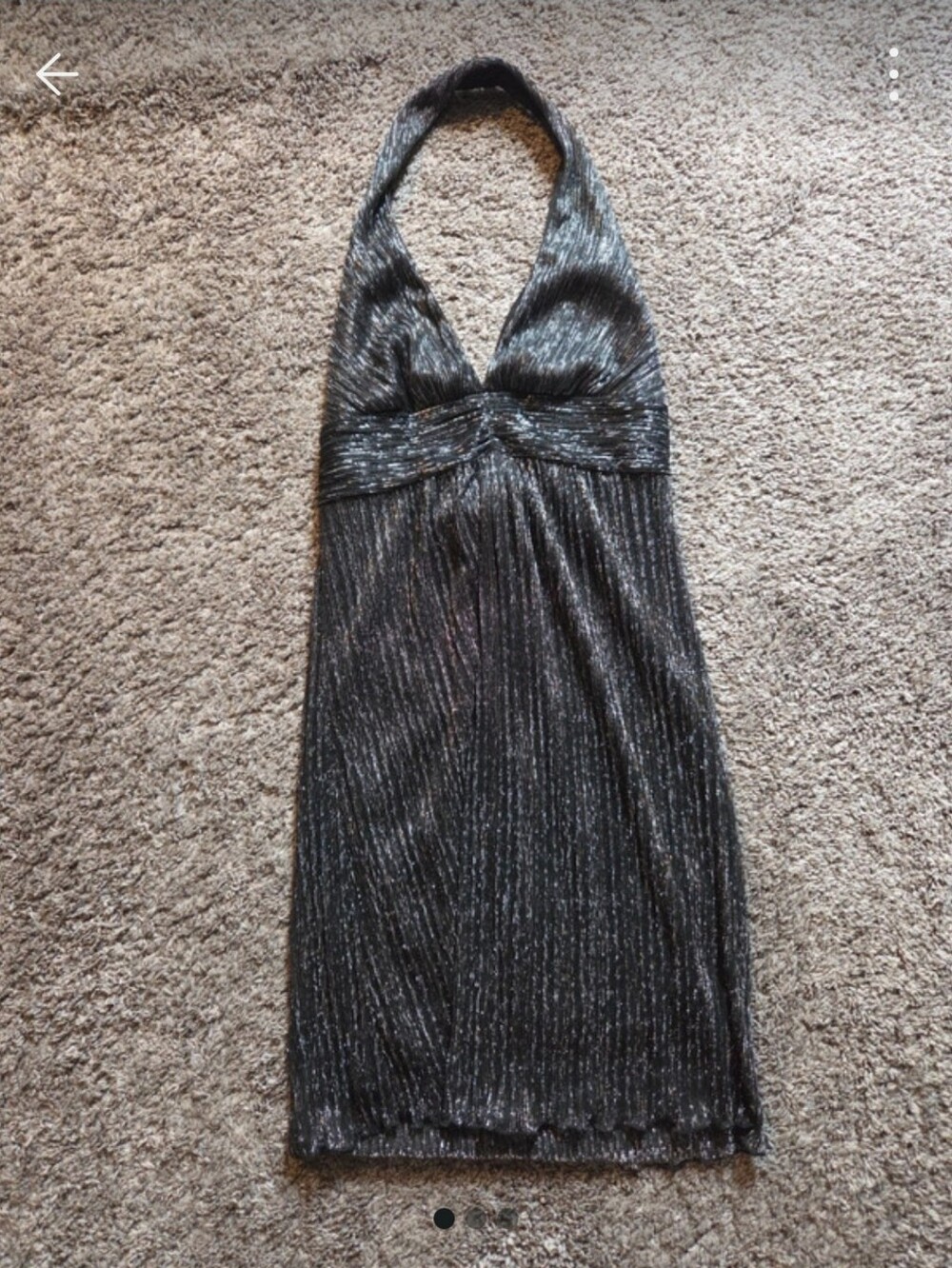 Metallic Black/Silver Halter Evening Dress